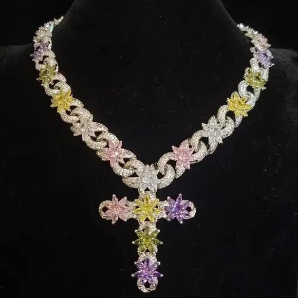 Multi Coloured Cross Necklace With 527 D