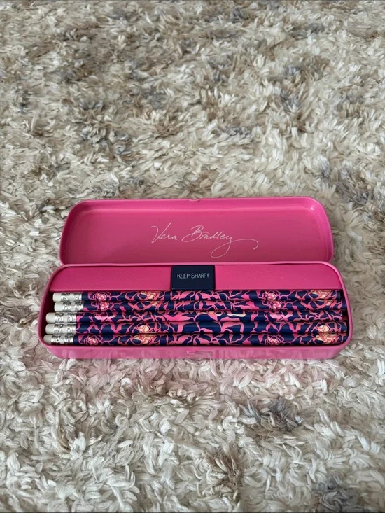 Vera Bradley Pink Metal Pencil Tin in Katalina Pink