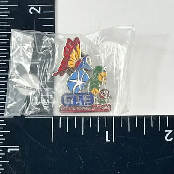 GTE 100th Tournament Of Roses Enamel Lapel Pin Butterfly Rose Parade Badge