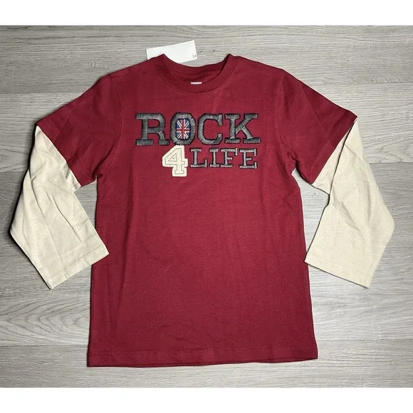 NWT Gymboree Boys Rock For Life English Flag Long Sleeve Shirt‎ Sz 4