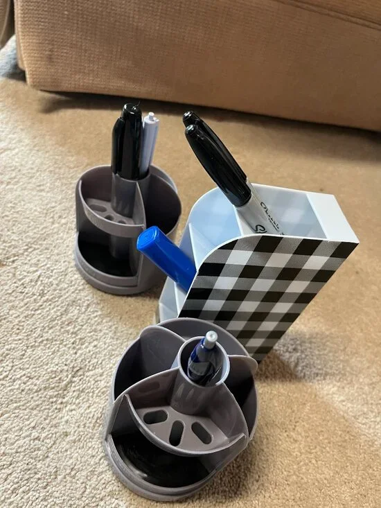Desk Organizer Pen and Pencil Holder (Set of 3) - Two Spin - One‎ Narrow Design