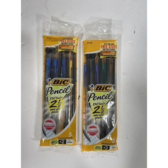 Lot Of 10 Bic Mechanical Pencil Medium 0.7‎ Mm # 2 Assorted Colors ( 2 Pk Of 5 )