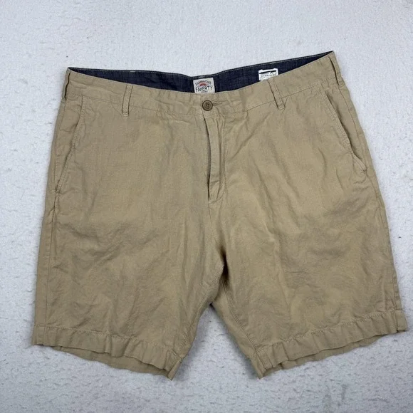 Faherty Shorts Mens 36 Beige Chino Lightweight Cotton Linen 9 Inseam Casual