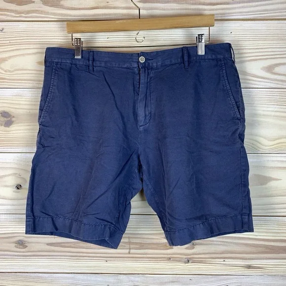 Faherty Shorts Mens 37‎ in Linen Cotton Travel Preppy Navy Chino
