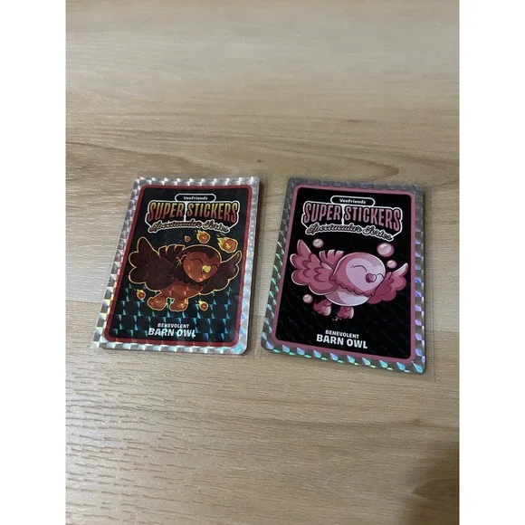 VeeFriends Super Sticker Series 2026 Benevolent Barn Owl Lot Of 2 Lava Bubblegum