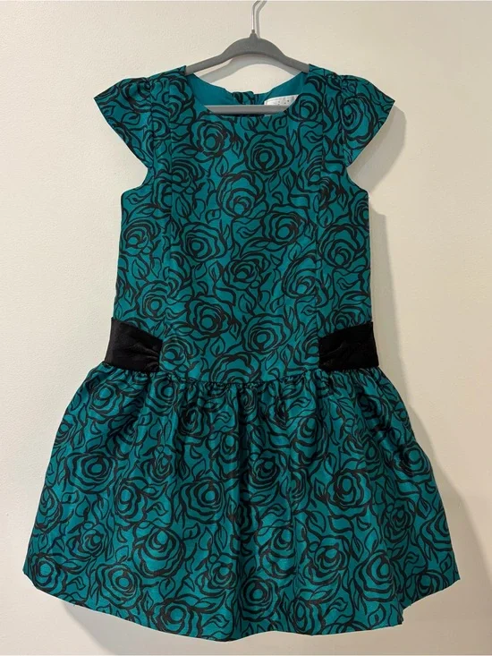 Gymboree Emerald Party Duppioni Dress Velvet Bow 5T