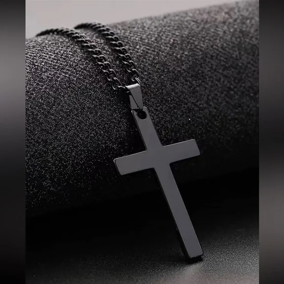 Men Black Cross Charm Necklace Jewelry Gift