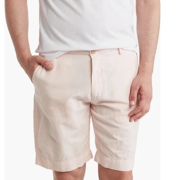 Faherty Malibu Linen & Cotton Chino Shorts, Size 40 Waist, Summer Pink,‎ NWT