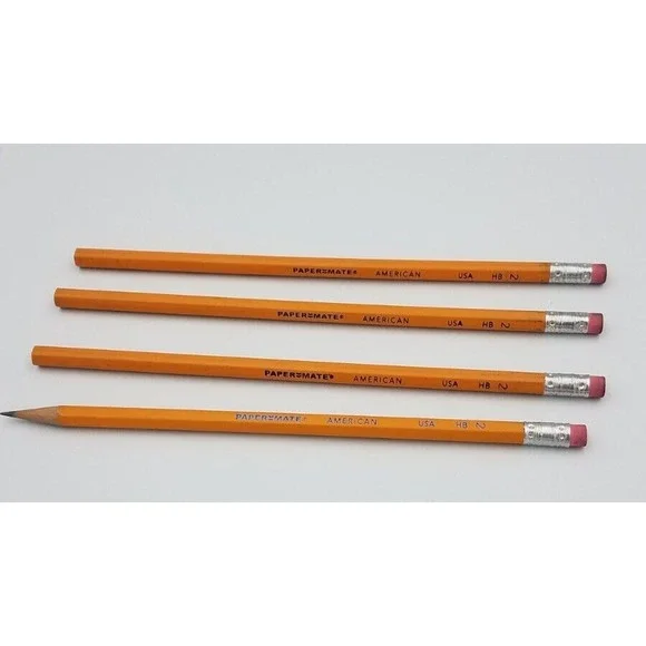 Lot of 4 Paper Mate American Wood Pencils HB #2 USA Made 3 not sharpened 1 sharp