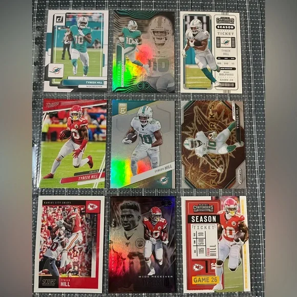 🏈 Tyreek Hill Dolphins/Chiefs NFL Football Sports Trading Cards - Lot of 9