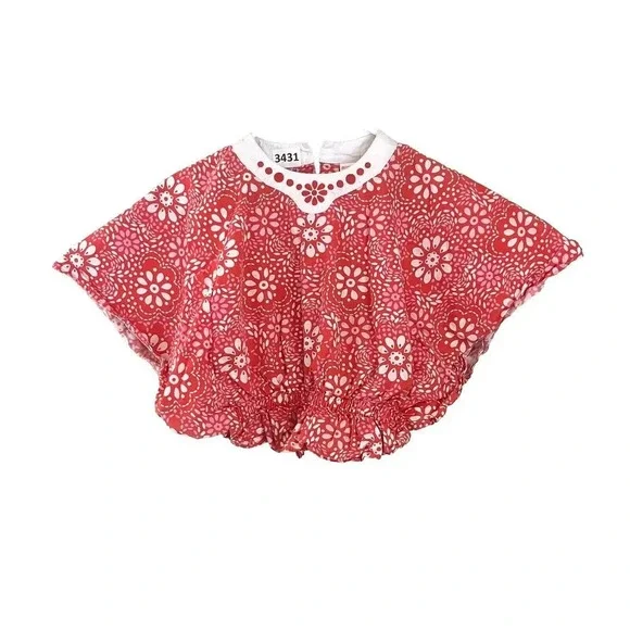 Gymboree Girls Orange Pink Blouse 5 Short Sleeve Dolman Floral Cotton Spring