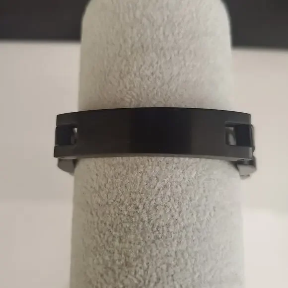Mens Matte Black Stainless Steel Link ID Bracelet 7.75 Inch Industrial‎ Sleek