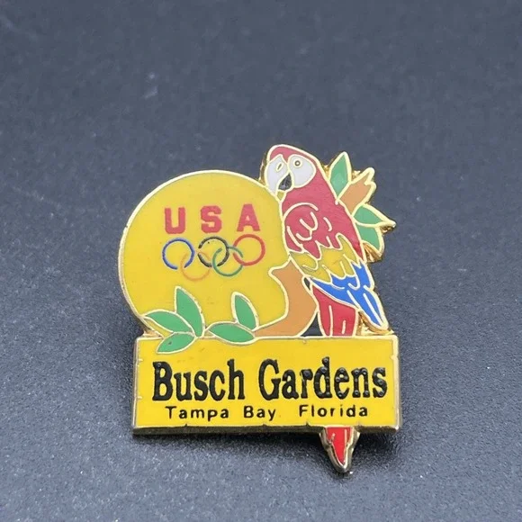 Team USA Olympics Busch Gardens Tampa Bay Florida Parrot Bird Lapel‎ Hat Pin