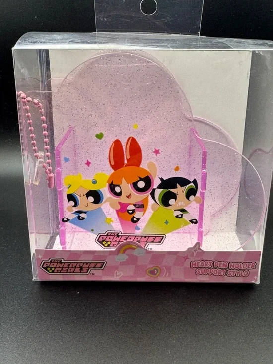 The Powerpuff Girls Pink Heart Pen Holder - Glitter Pink Pencil Case
