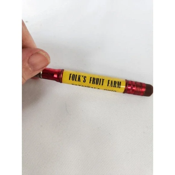 Vintage Folk's Fruit Farm Advertising Bullet Pencil Farming Pataskala Ohio