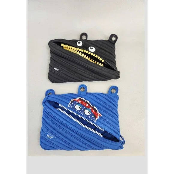Zipit Monster Pencil Case Pouch Set of 2 Kids OS Black Blue  Binder Bag