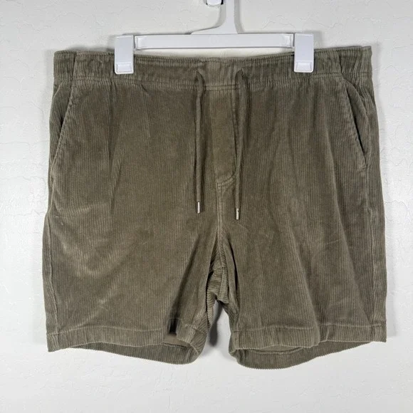 Faherty Shorts Mens 2XL Green Corduroy Elastic Waist Drawstring Casual 6