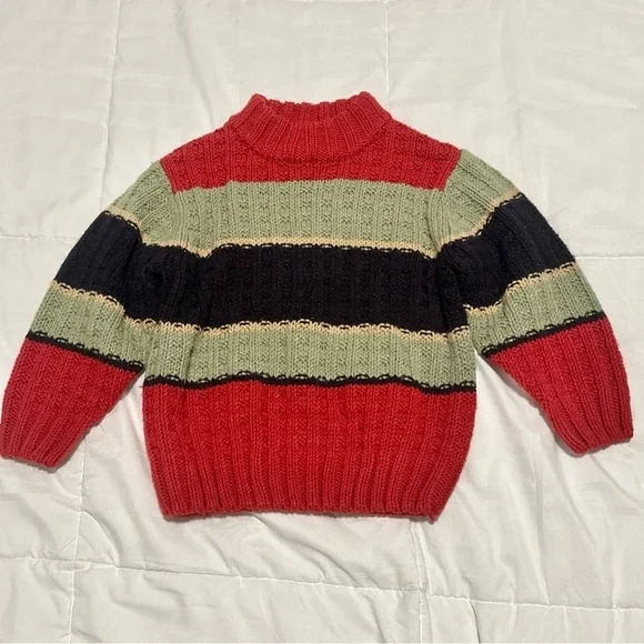 VTG GYMBOREE BOY 3T Color Block WOOL Blend SWEATER Preppy Xmas Y2K Holiday Japan