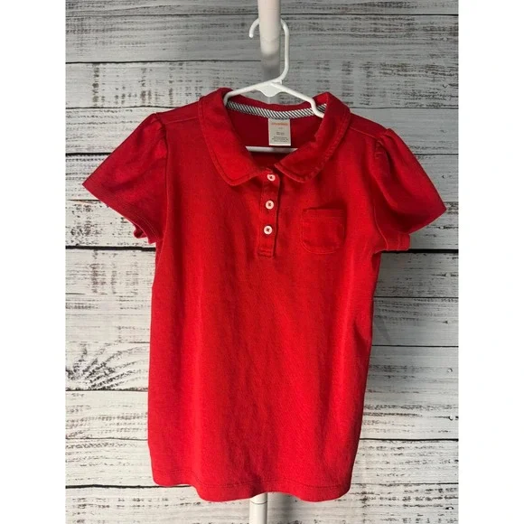 Gymboree Red Short Sleeve Polo Shirt Girls Size 10‎ Cotton Pocket