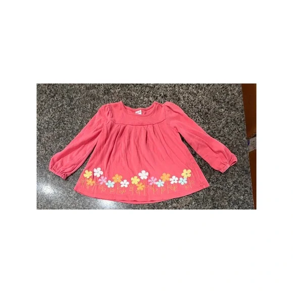 Gymboree Girls Pink Floral Embroidered Long Sleeve Tunic Top Size 5 24039/5625
