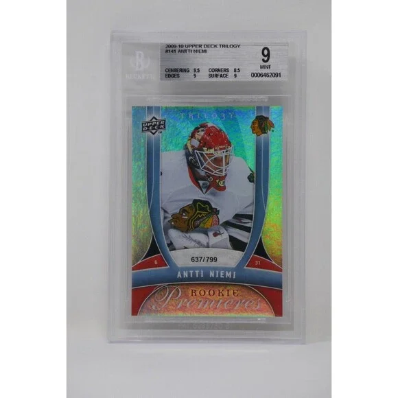 2009-10 Upper Deck Trilogy #141 Antti Niemi Rookie Blackhawks/799 🔥Beckett 9