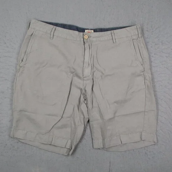 Faherty Shorts Men 35 Gray Linen Blend Flat Front Lightweight Casual Resort Golf