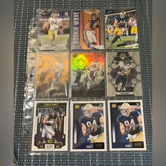🏈 Cole Kmet, Lot of 9 NFL Football Trading Cards, Chicago Bears