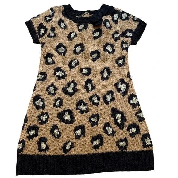 Gymboree Sweater Dress Toddler Brown Excellent Leopard Print Shimmer SIZE 18-24M