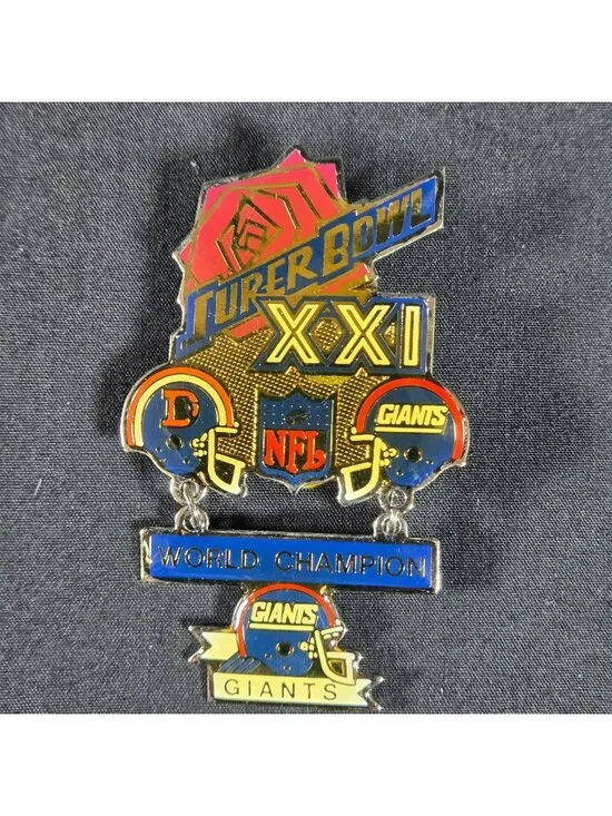 Super Bowl XXI Commemorative Pin 1987 NFL Giants Vs Broncos Rose Bowl Pasadena
