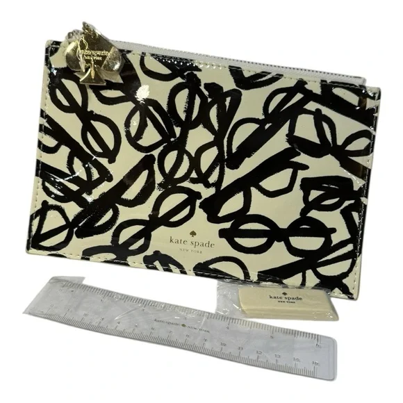 Kate Spade New York Eyeglasses Print Zip Pouch w/ Accessories NWOT