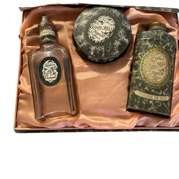 Vintage Djer-Kiss Personal Care Set by Kerkoff Paris, 3 Piece Set, France.