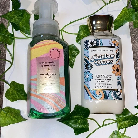BBW Rainbow Waves Body Lotion & Watermelon Lemonade & Eucalyptus Mint Hand Soap