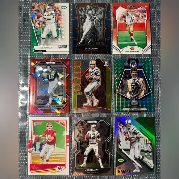 🏈 Joe Namath NFL National Football League Sports Trading Cards, Qty 9, Lot #1