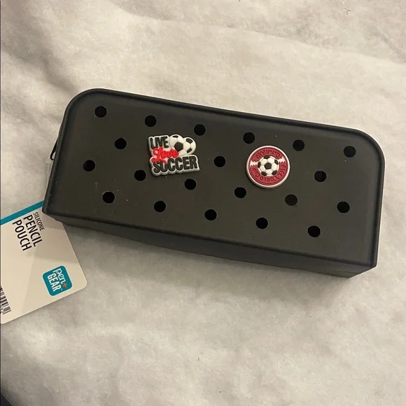 Black Croc shoe Charm jibbetz Pencil Pouch nwt