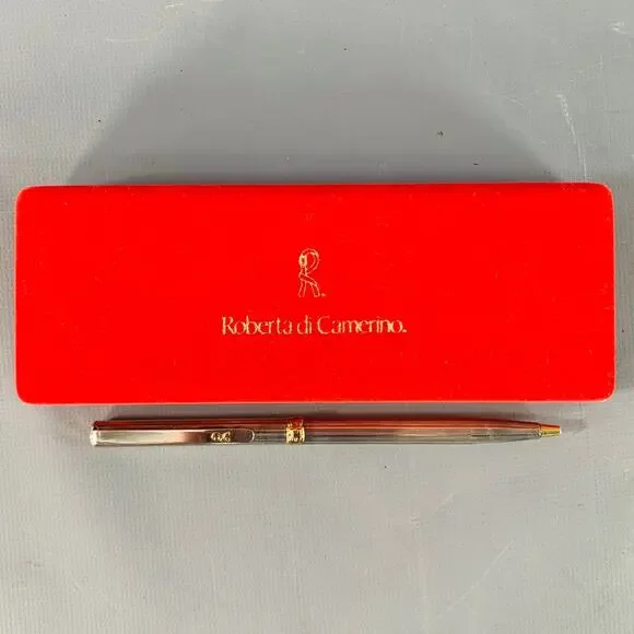 ROBERTA DI CAMERINO Vintage Silver Gold Tone Ball Point Pen