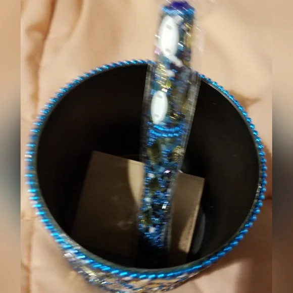 New Blue Beaded Pen Holder with Pen
