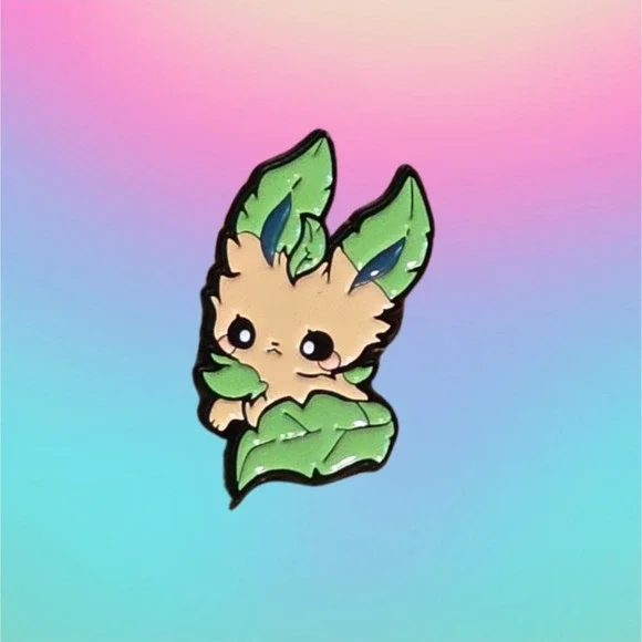 Pokémon LEAFEON Eevee Evolutions Chibi Enamel Pin Set – Collector's Charm