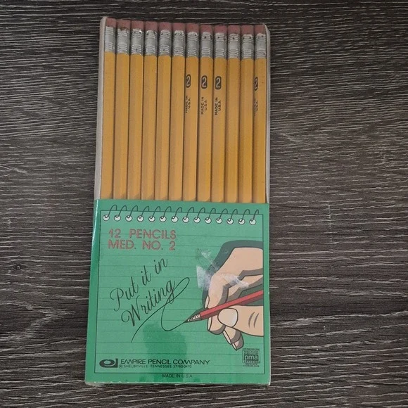 Vintage NOS No. 2 Empire  PMA Wood Pencils Set of 12  Made in USA Sealed New