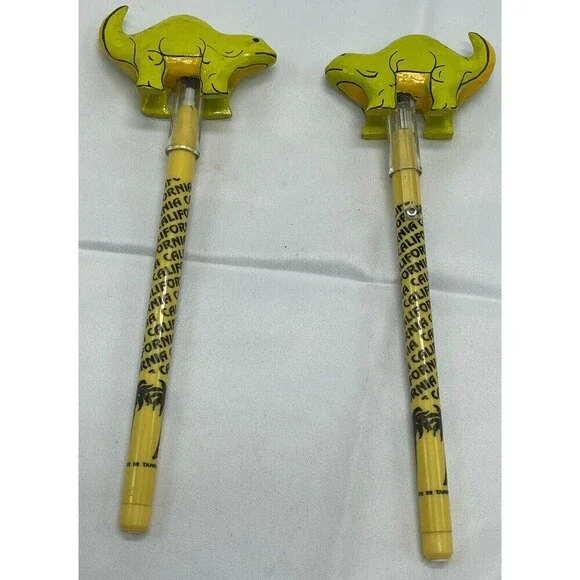 Vintage California Yellow Mechanical Pencil and  Dragon Pencil Topper lof of 2