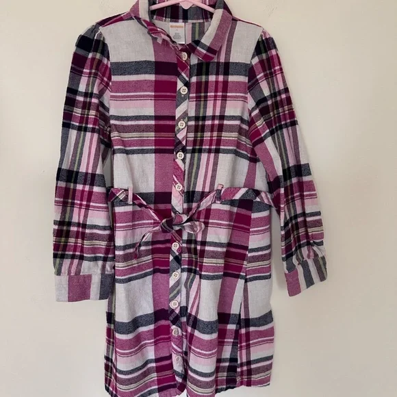 Gymboree Girl’s Flannel Plaid Belted Shirt Dress size 8