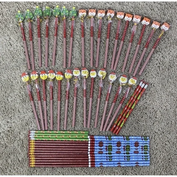 Holiday Mixed Lot of 60 Christmas Holiday Pencils Unsharpened‎