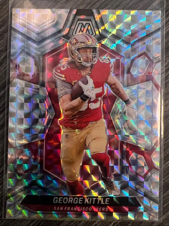 Panini Mosaic Prism George Kittle Card - Red, Gold, White