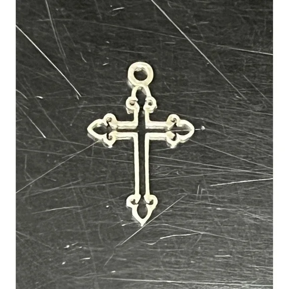 Cross Charm Unisex OS Silver New 18K Gold PVD Stainless Steel Filigree