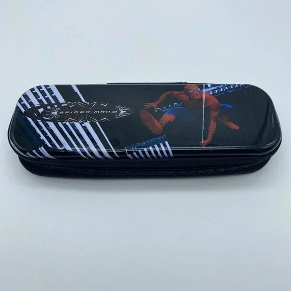 Amazing Spider‑Man 3 Black Zipper Pencil Case – Durable Plastic – 2.75x7.5