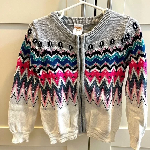 Gymboree XS (4) zip up fair isle sweater