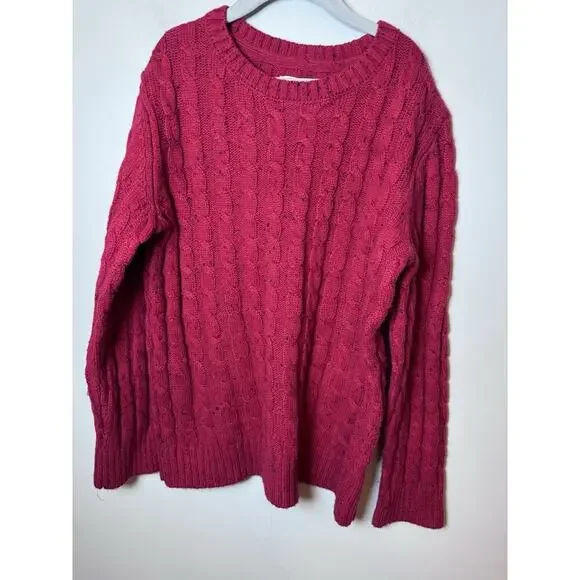 Gymboree Kids Crewneck Cable Knit Red Sweater Sz 7-8
