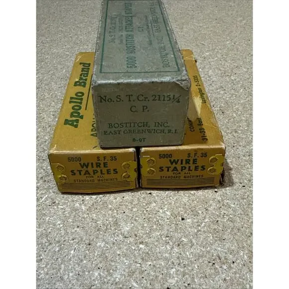 VTG Staple Boxes Lot – Apollo Stationery & Bostitch – Old Office Supplies