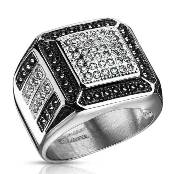 New stainless steel cz ring size‎ 9