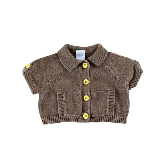 Gymboree cotton knit short sleeve button-front collared pocket cardigan