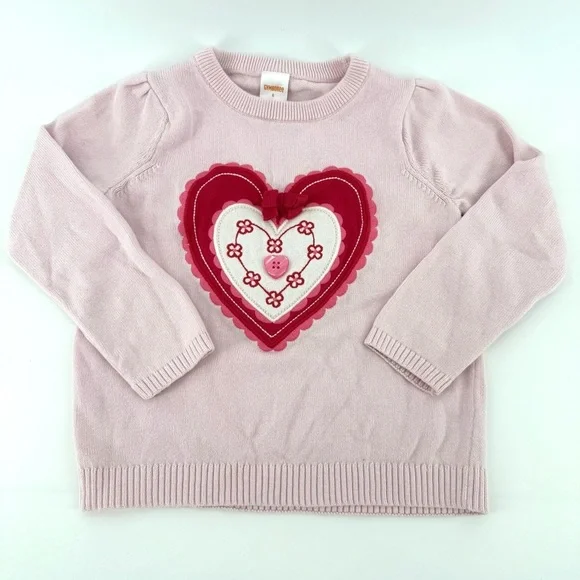 Gymboree Girl's Pink Heart Valentine Sweater - Size 6 - Like New!